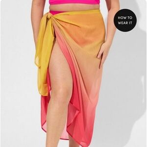 🆕️☀️👙YELLOW TO PINK GRADIENT SWIM SARONG WRAP👙☀️